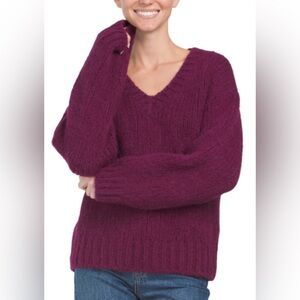 RE/DONE 50s V Neck Pullover Sweater In Plum Size L